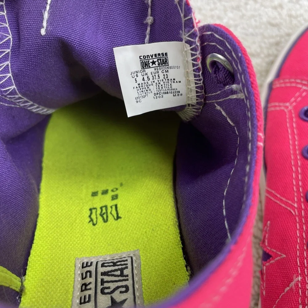 Converse One Star Sneakers Size 5 Juniors Hot Pink Purple Star Shoes Slip On - Picture 7 of 10